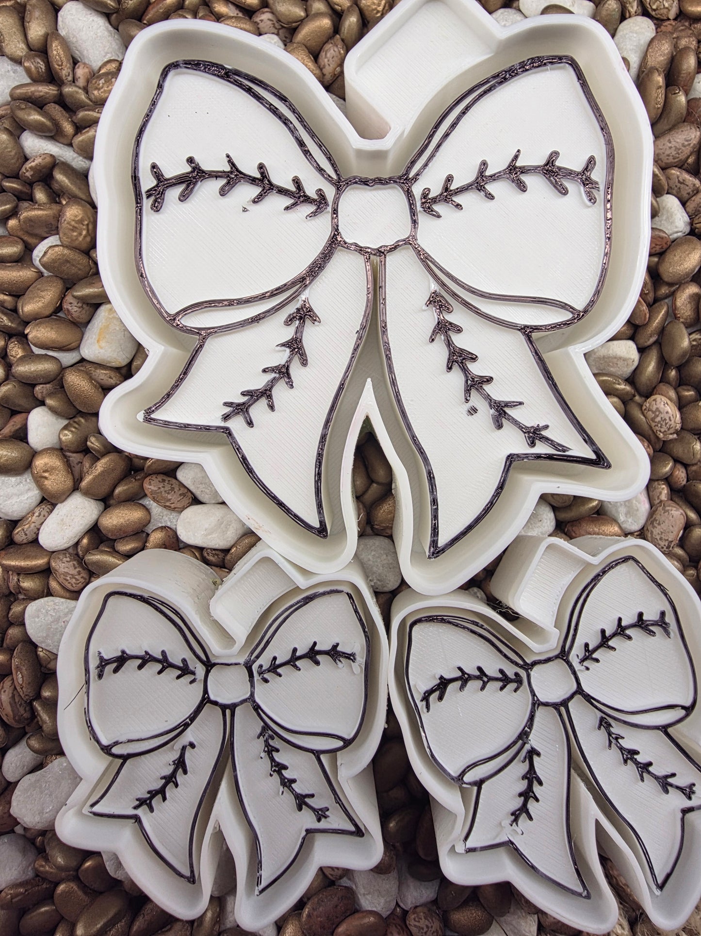 Baseball Stripe Bow Freshie Mold/ Vent