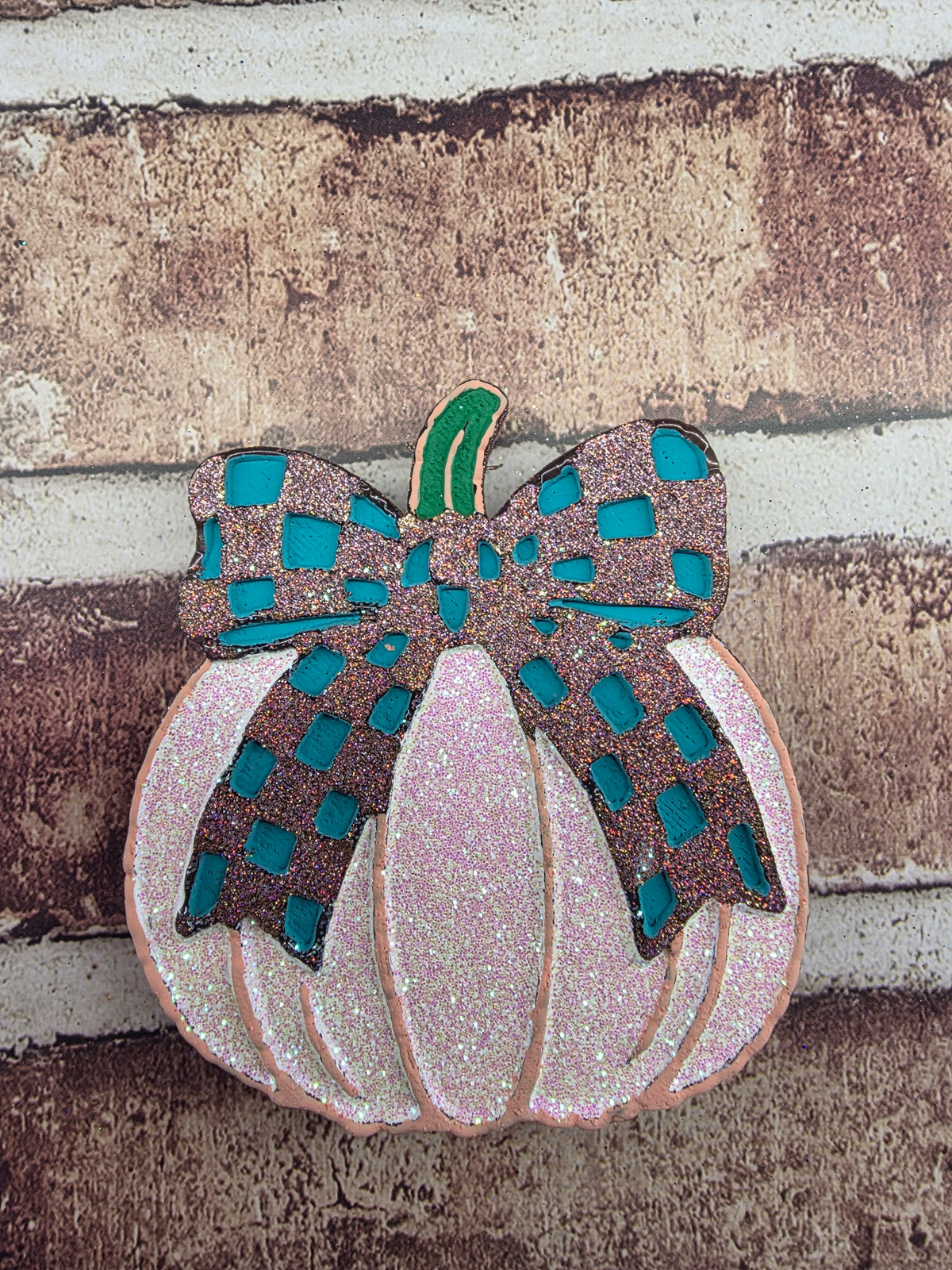 Checkered Bow Pumpkin Freshie