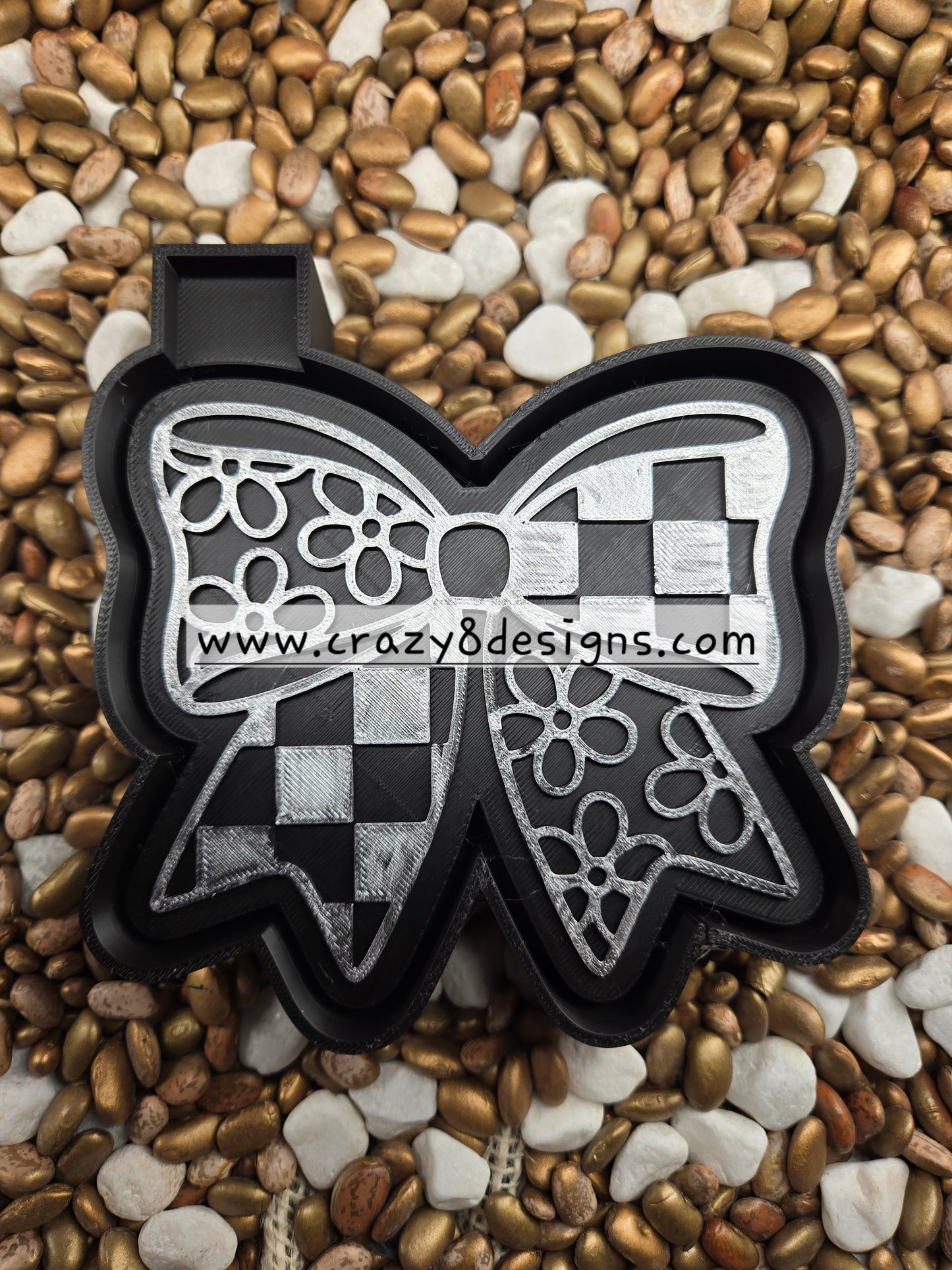 Flower Checker Bow Freshie Mold