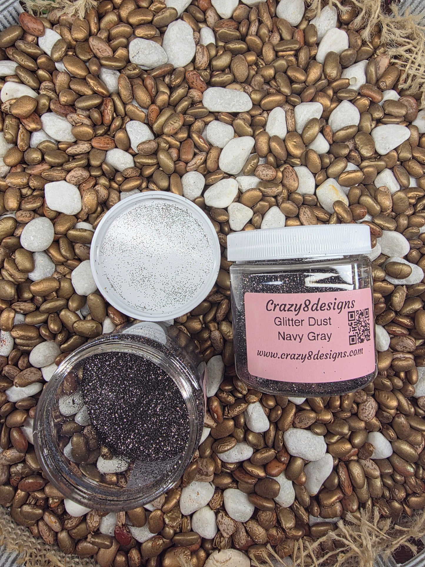 Navy Gray Glitter Dust