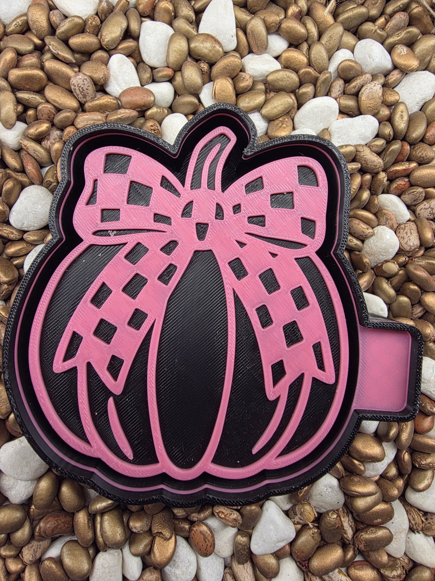 Pumpkin Checkered Bow Freshie Mold