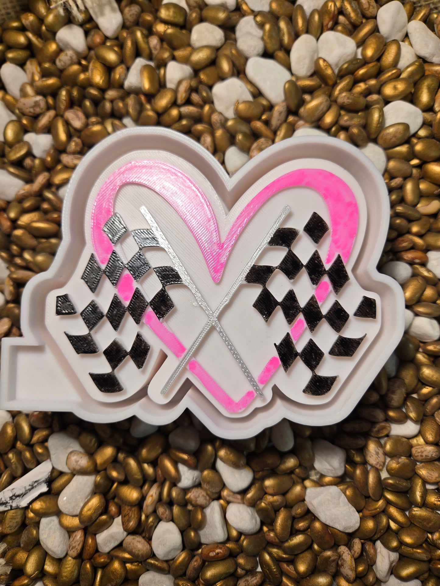Race flag and heart Freshie Mold