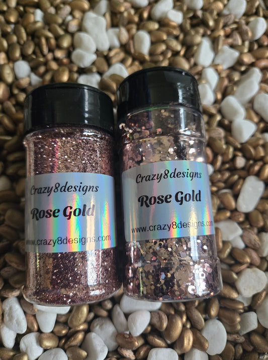 2 Oz bottle of Rose Gold Glitter