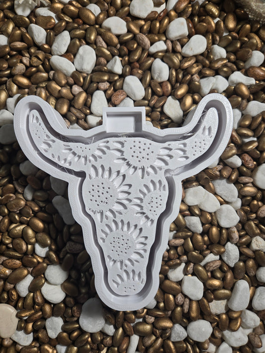 Flower Bull Skull Freshie Mold