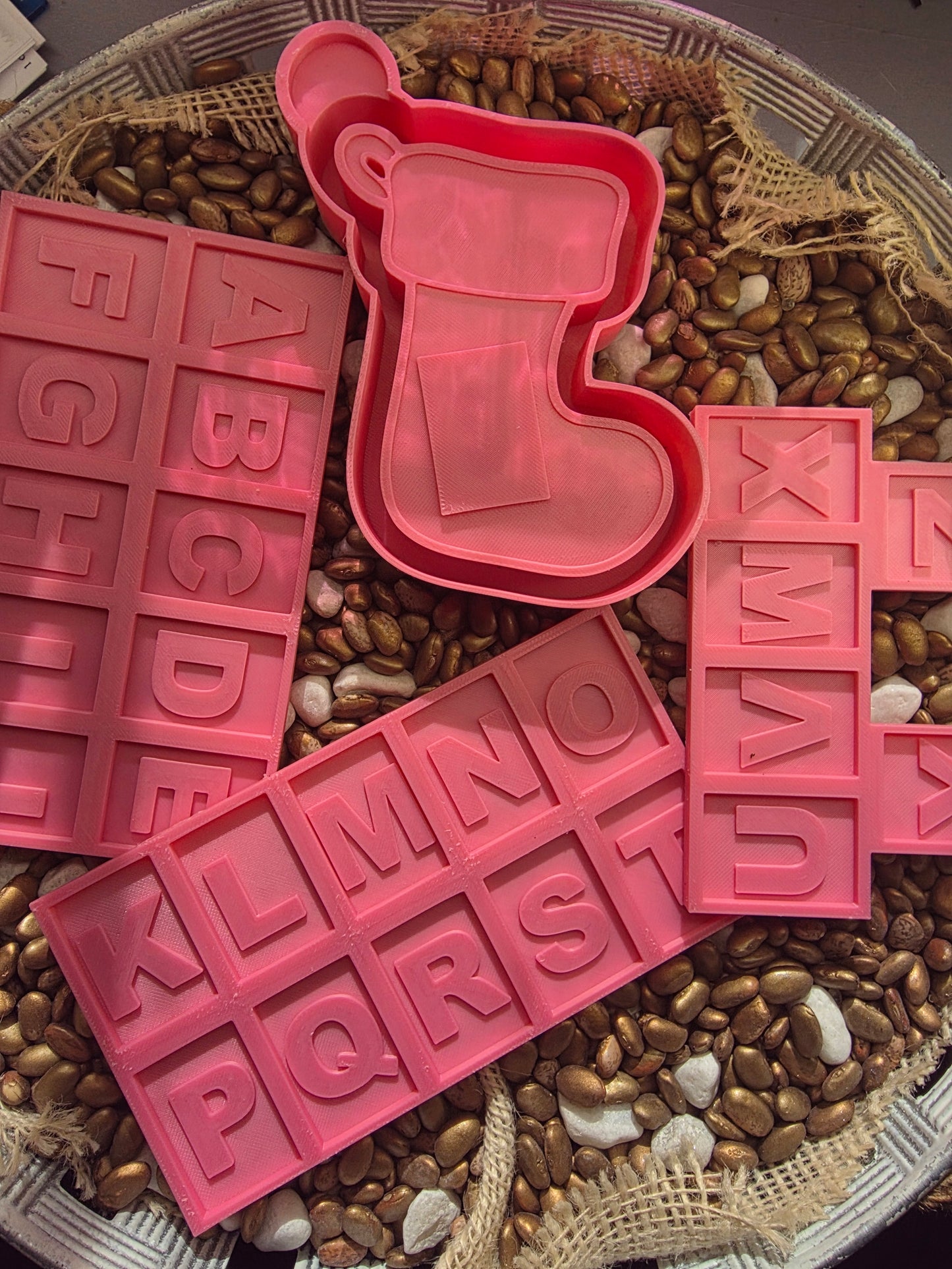 2239- Stocking and Letter Freshie Mold |  Silicone Mold for Freshies & Vent Clips