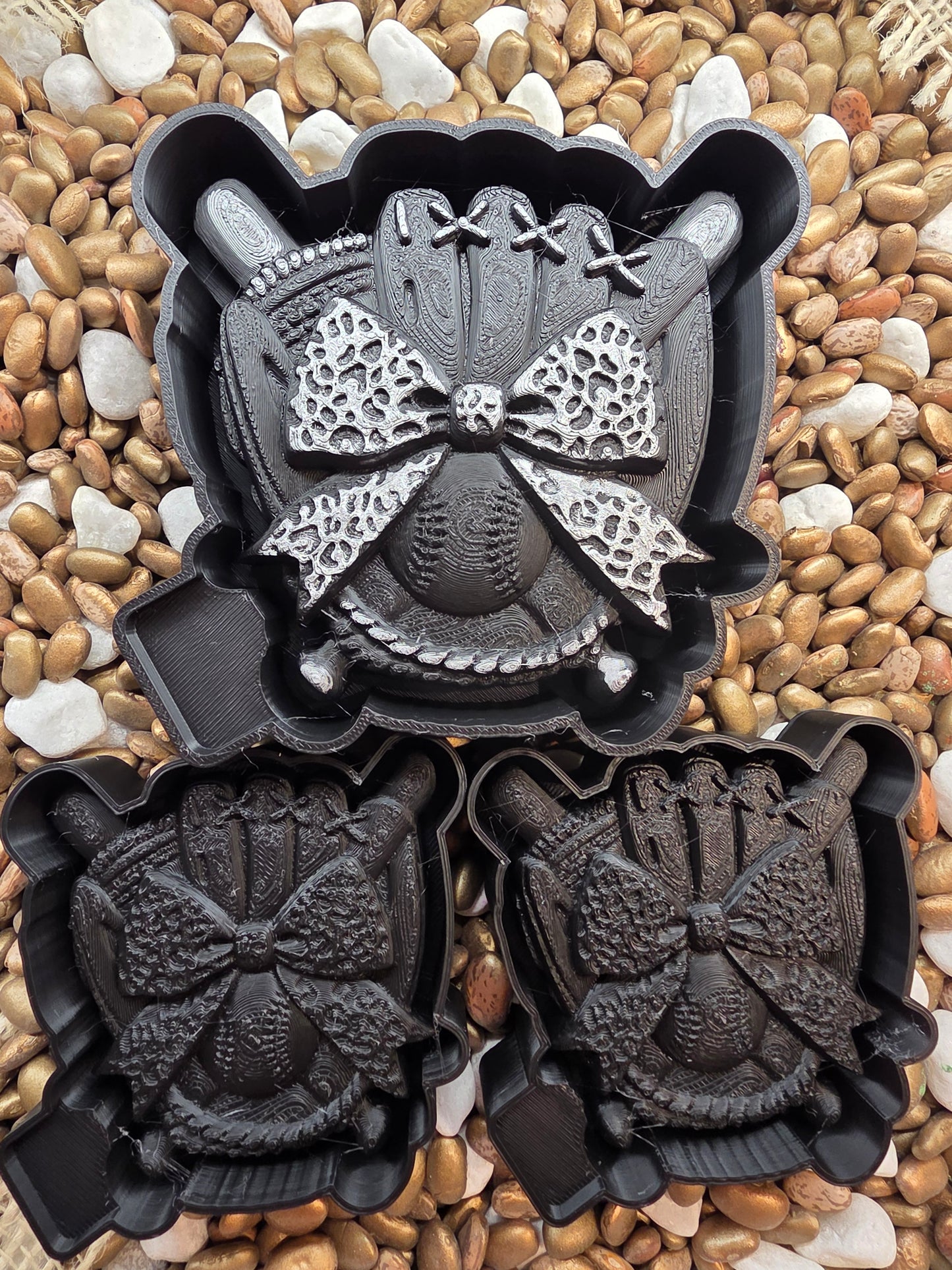 3d Baseball Glove Bow Freshie Mold/Vents