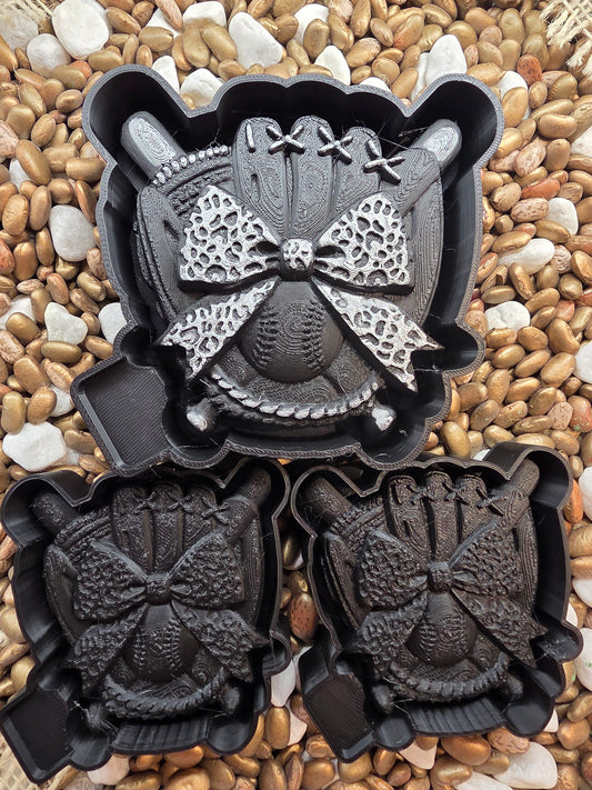3d Baseball Glove Bow Freshie Mold/Vents