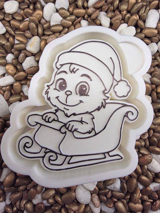 Baby Grinch Sleigh Freshie Mold