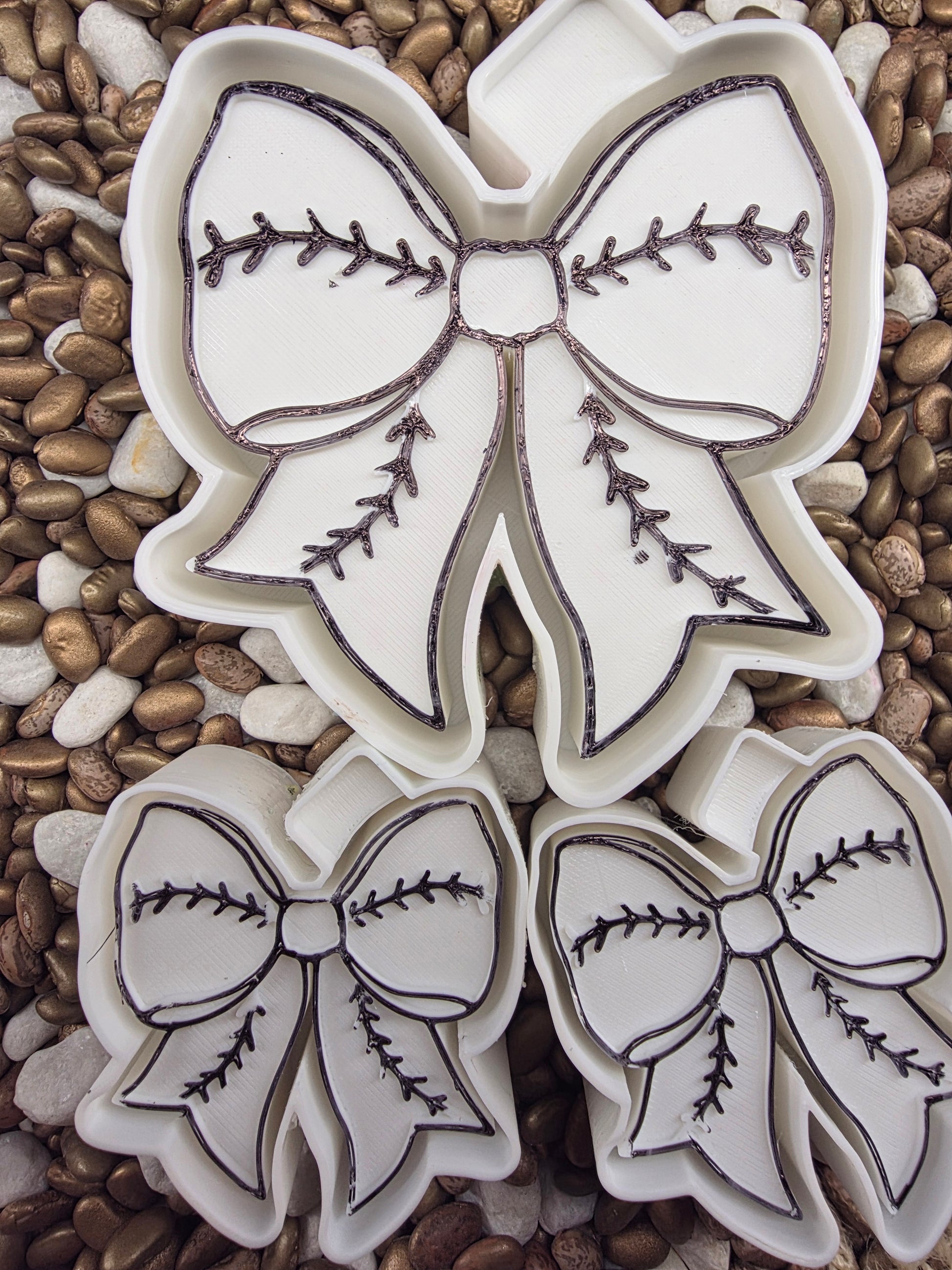 Baseball Stripe Bow Freshie Mold/ Vent