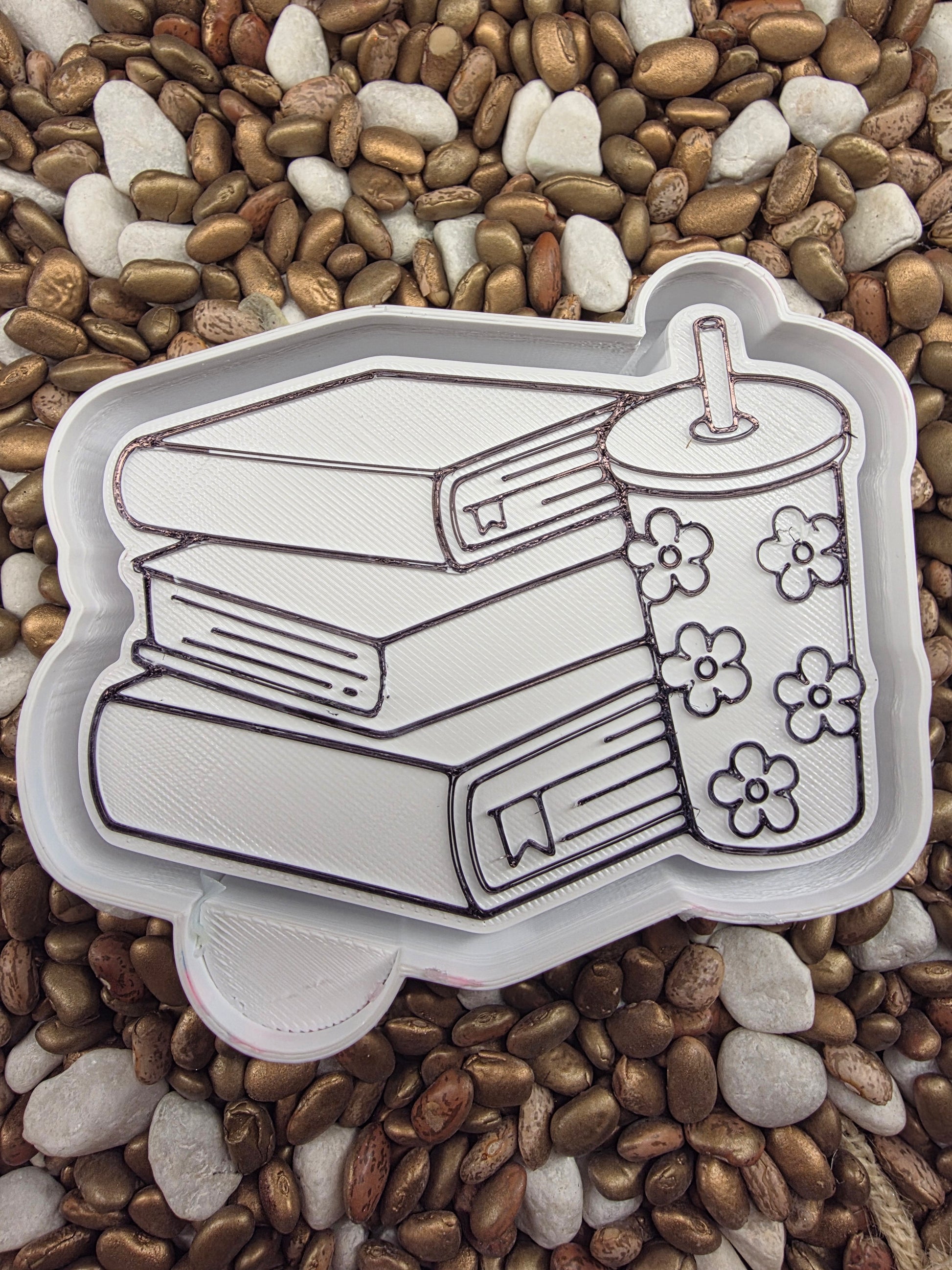 Books and Flower Cup Freshie Mold