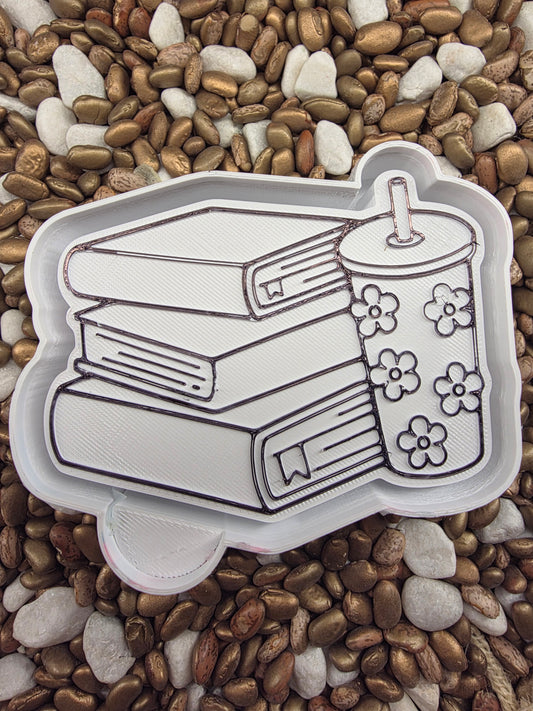 Books and Flower Cup Freshie Mold