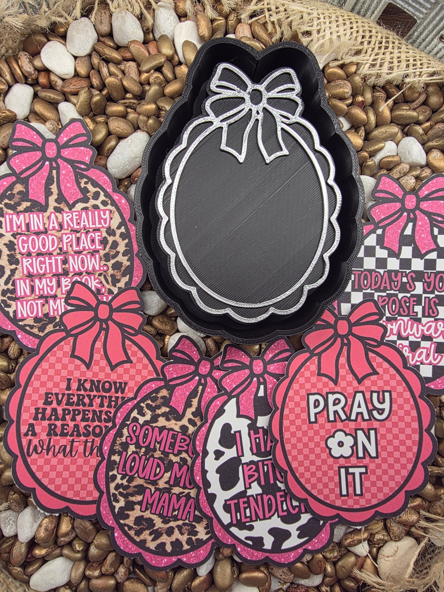 Bow Oval Frame Card Stock Freshie Mold