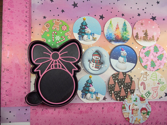 Bow and Ornament 2.5 " Card Stock Freshie Mold