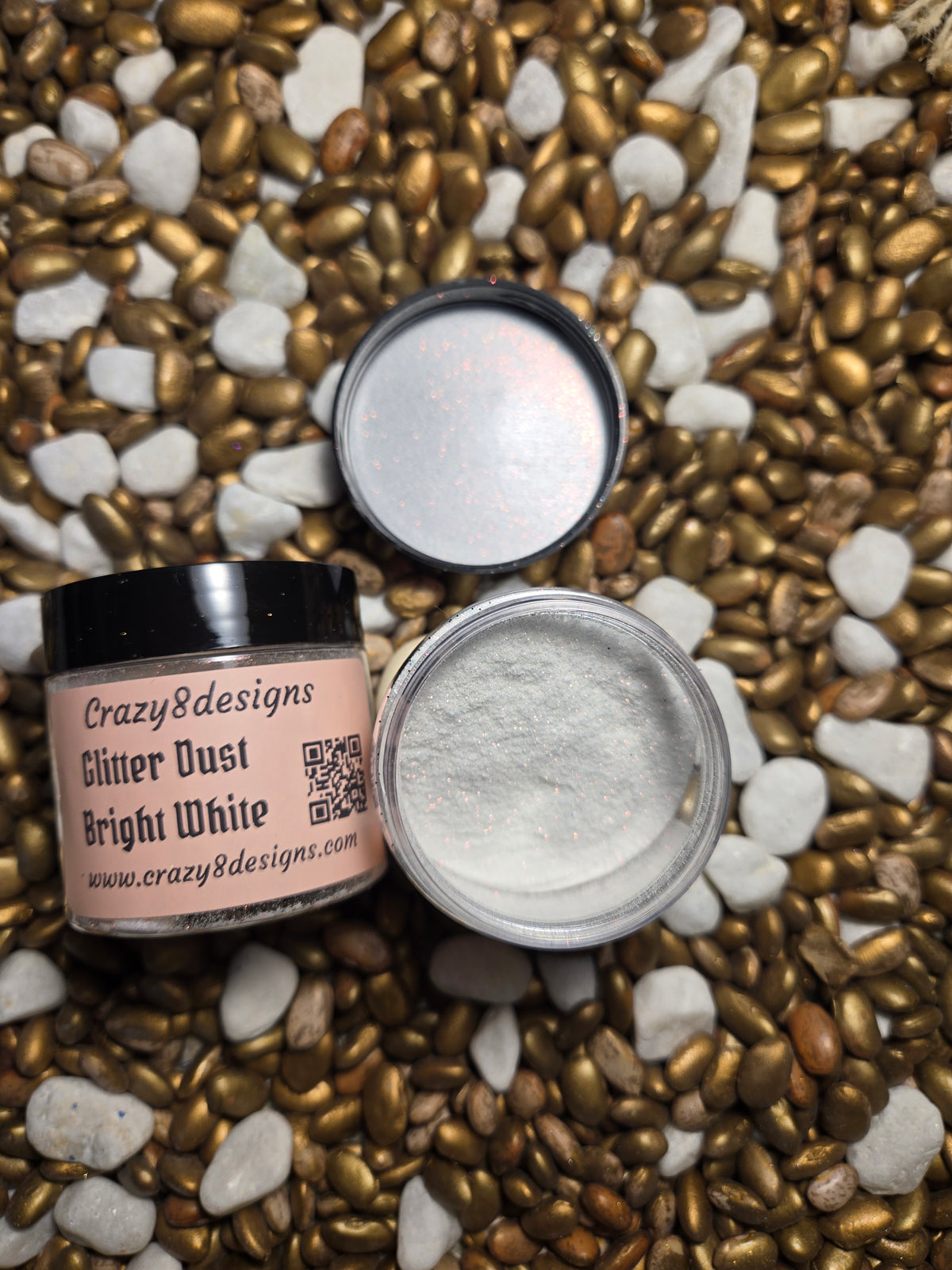 Gllinter Design 1 Oz bottle of Bright White Glitter Dust – Crazy 8 Design