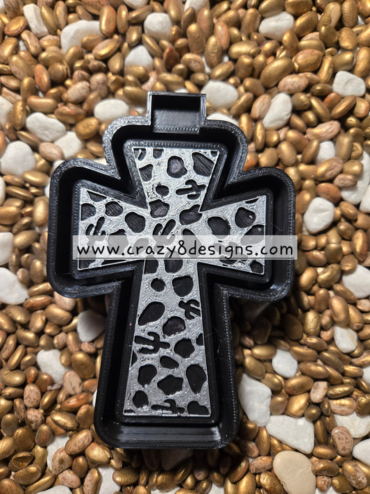 Cactus cow Print Cross Freshie Mold