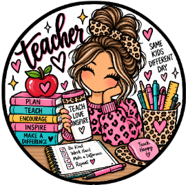 Round Cardstock Inserts -- Teacher/Books Collection