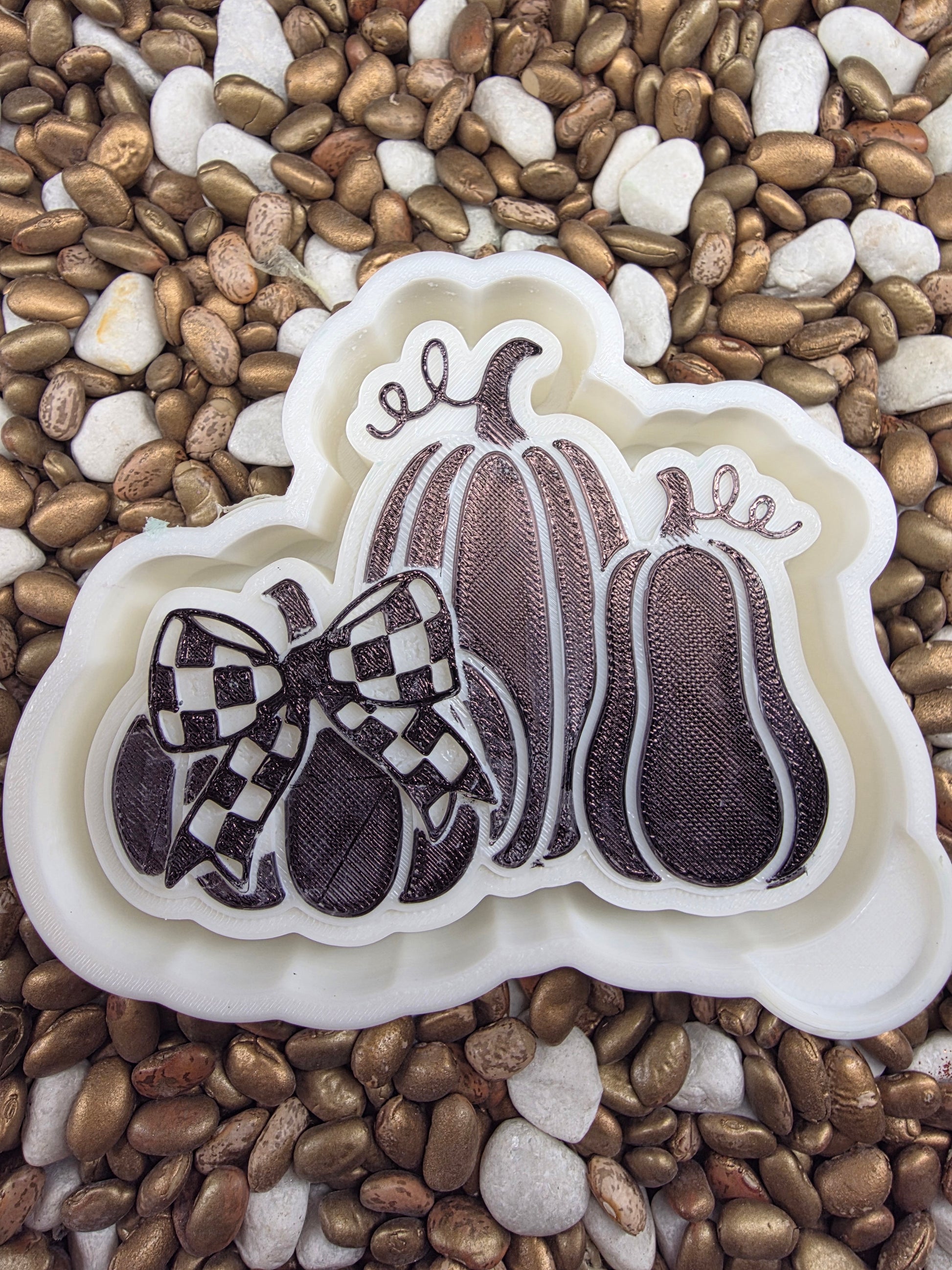 Checker Bow 3 Pumpkin Freshie Mold