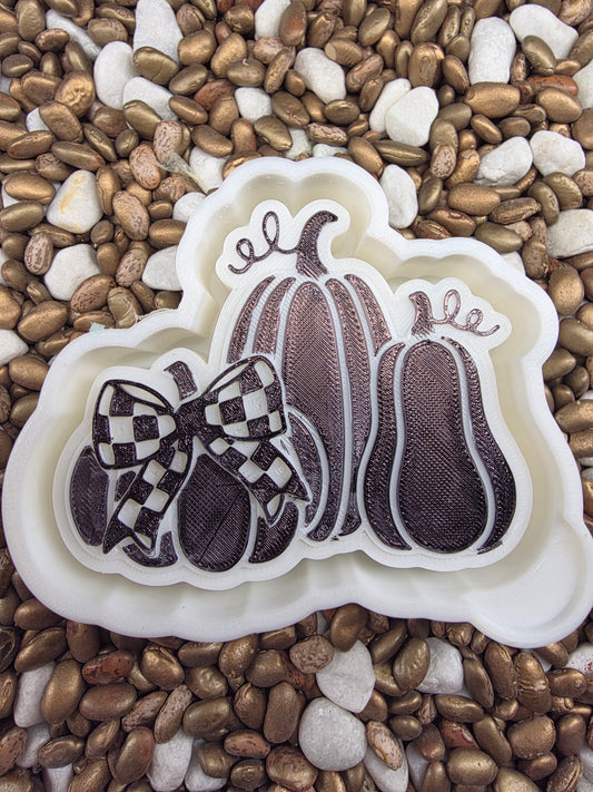Checker Bow 3 Pumpkin Freshie Mold