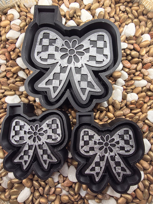 Checker Flower Bow Freshie Mold/Vent