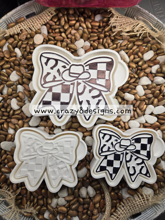 Checkered Bow silicone mold for freshie and vent clip air freshener making
