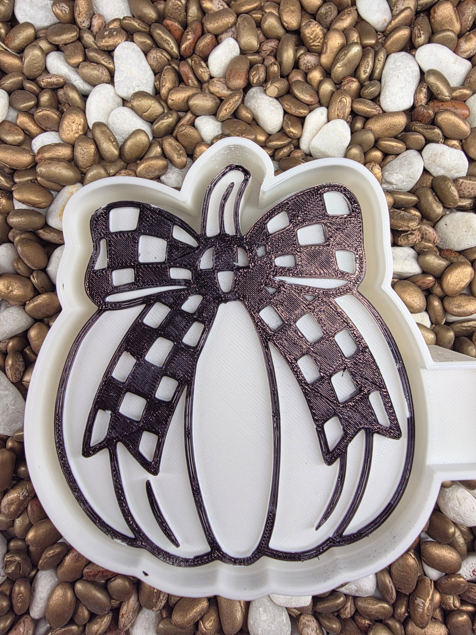  Checkered Bow Pumpkin Freshie Mold