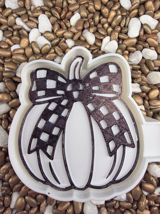  Checkered Bow Pumpkin Freshie Mold