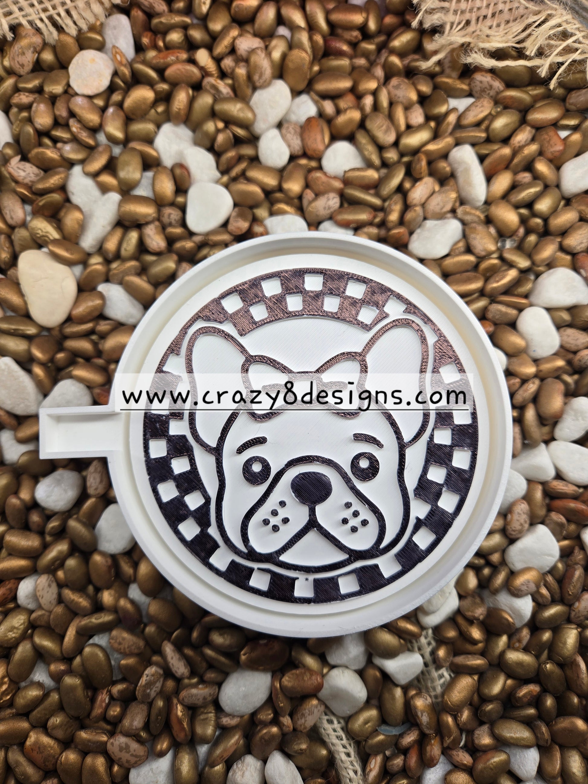 Checkered Frenchie Round Freshie Mold