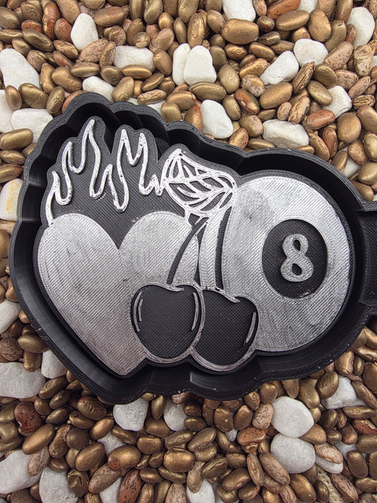 Cherry, 8 ball, Flaming Heart Freshie Mold