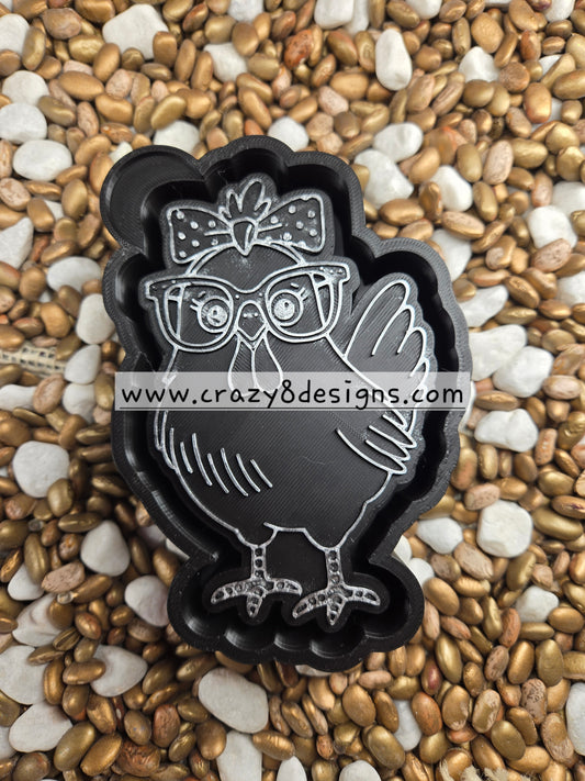 Chicken with Glasses Freshie Mold 