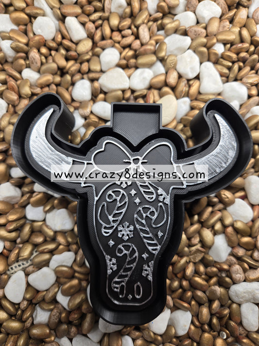 Christmas Bull Skull Freshie Mold