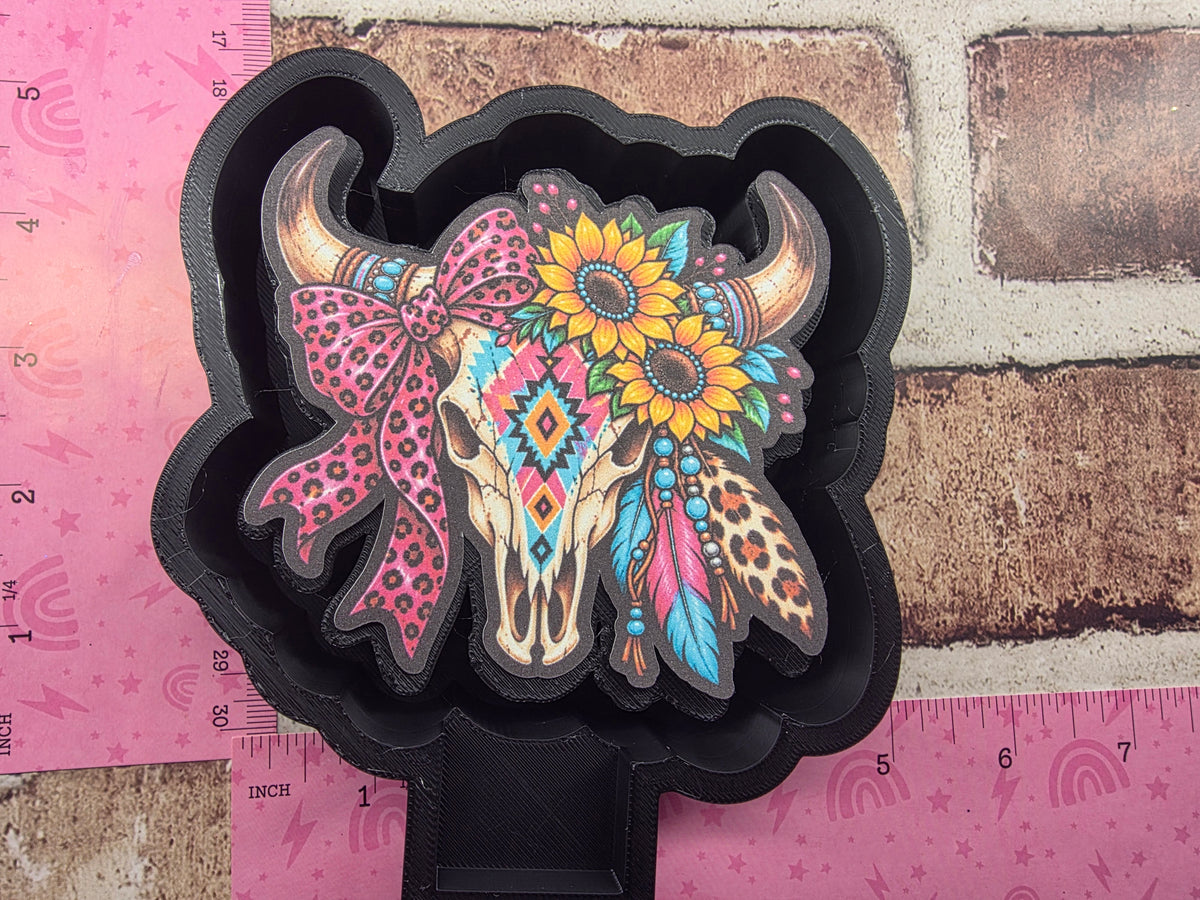 Colorful Bull Skull Cardstock Freshie Mold