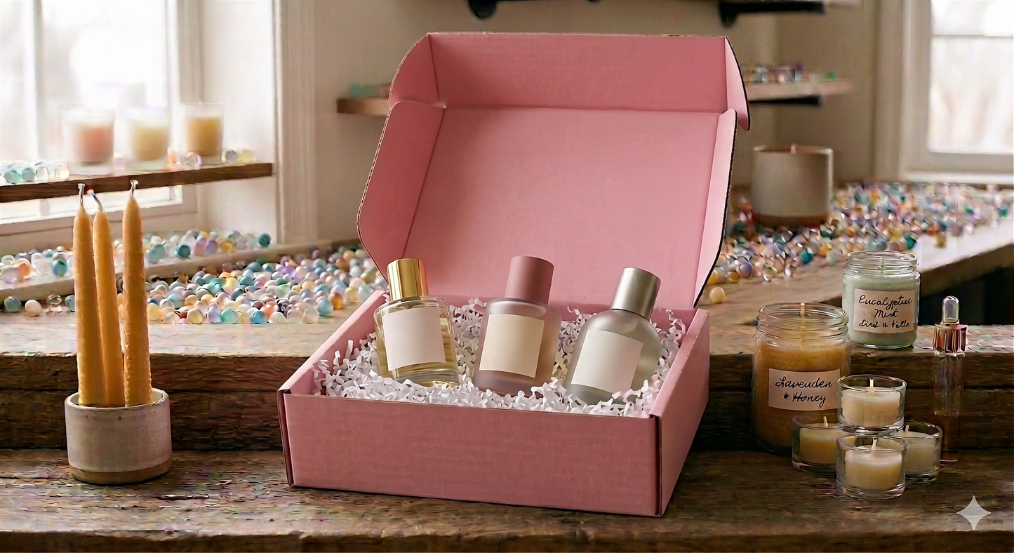 "Fragrance Oil Sample Packs" (5 - 2 Oz bottles in each group): Leathers1; Leather2; Ladies; Guys; Fruity;
