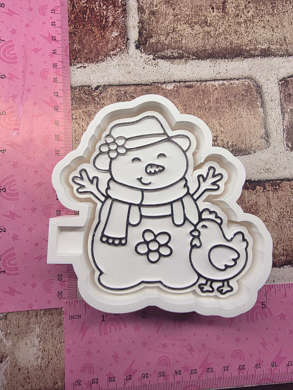 Lady Farmer in Overalls Snowman Freshie Mold