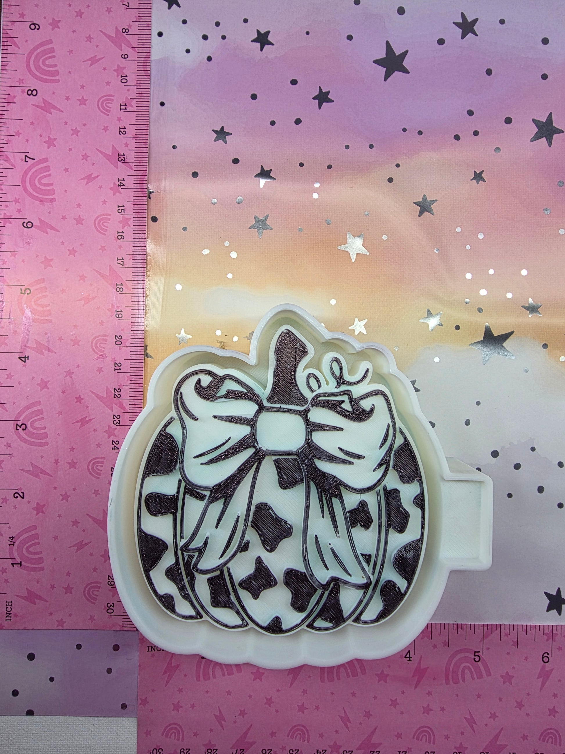  Pumpkin with Bow and Cow Print Freshie Mold
