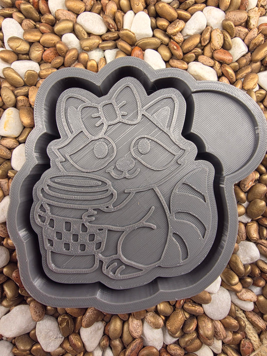 Racoon With Coffee Freshie Mold