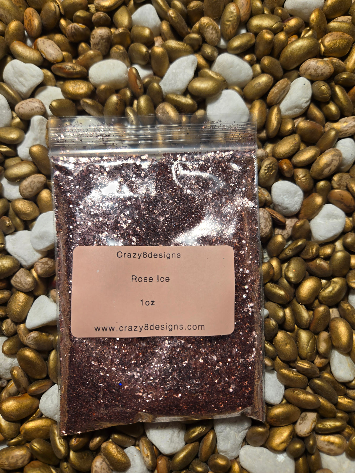 Gllinter Design 1 Oz Bag of Rose Ice Glitter – Crazy 8 Design