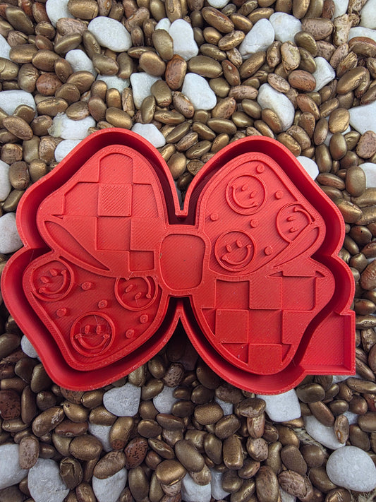  Smiley Checkered Bow Freshie Mold