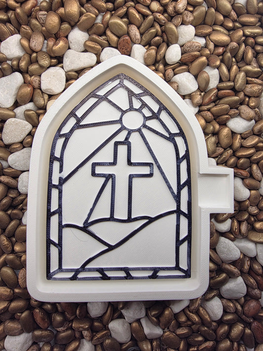 Stained Glass Cross Freshie Mold