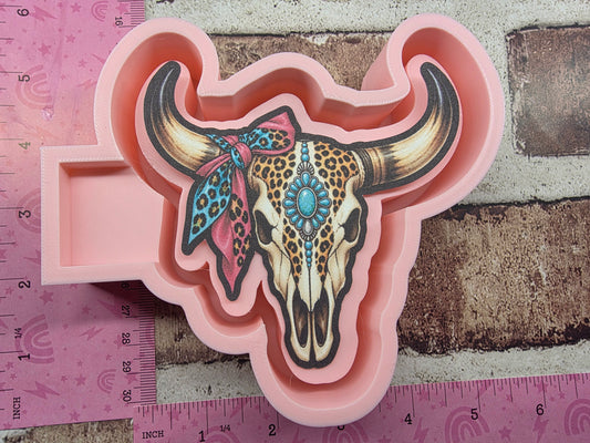Turquoise Bull Skull Cardstock Silicone Freshie Mold